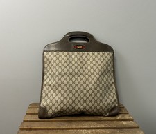 Vintage 80s 90s Gucci Sherry GG Monogram Logo Tote Bag Canvas Handbag