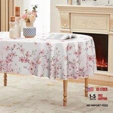 Spring Tablecloth 60x84 Inch Oval Cherry Blossoms - Pink