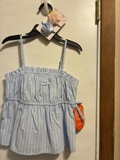 Kids Wonder Nation Size M (7-8) Blue White Stripe Short Strap