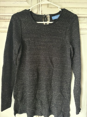 #ad Simply Vera Tunic Women#x27;s black silver sweater Size L. Nice. $9.99