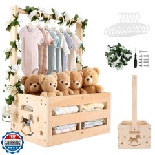 Baby Shower Crate Closet - Wooden Gift Basket with Hangers and Removable Divi