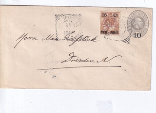 JC037/ NL Indien Ganzsache Umschlag Zusatz oo 1905 Dresden