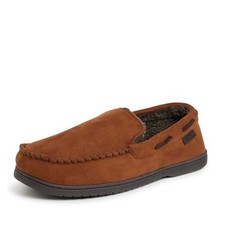 Men's Keaton Memory Foam Moccasin Slippers With 13-14 Wide Chestnut Microsuede