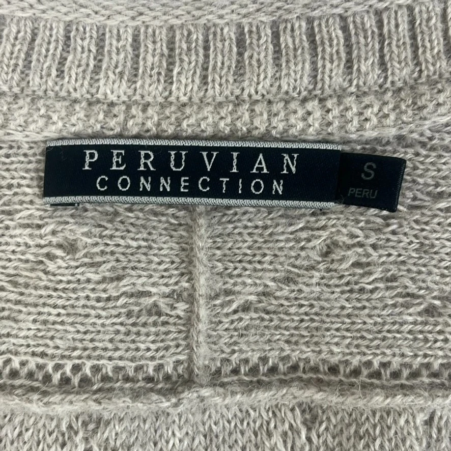 Cárdigan para mujer Peruvian Connection talla pequeña suéter de alpaca tostado Foto 2 de 4