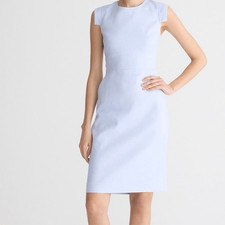 NWOT J. Crew Womens Blue Resume Cap Sleeve Linen Blend Sheath Dress Size 14