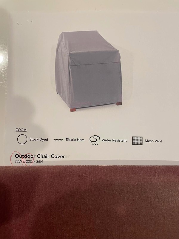 OUTDOOR PATIO FURNITURE CHAIR COVER
