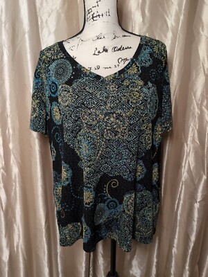 Women's White Stag Top 2X  18w-20w Short Sleeve Multicolored 