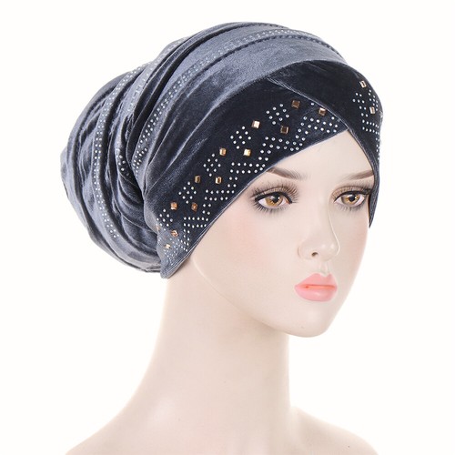 Velvet Muslim Women Head Wrap Hijab Bonnet Hat Turban Headscarf Baggy Chemo Caps - Picture 17 of 60