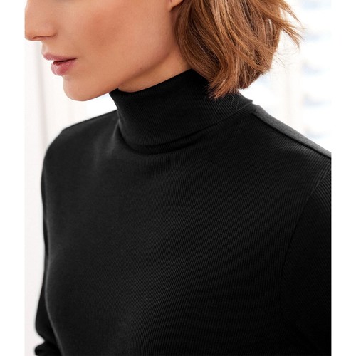Ladies Women Long Sleeve Ribbed Roll Neck Long Sleeve Ribbed Plain Casual Top - Picture 10 of 20