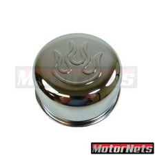Chrome Flame Push In Valve Cover Oil Breather Cap Chevy Ford Mopar Sbc Bbc 1.25