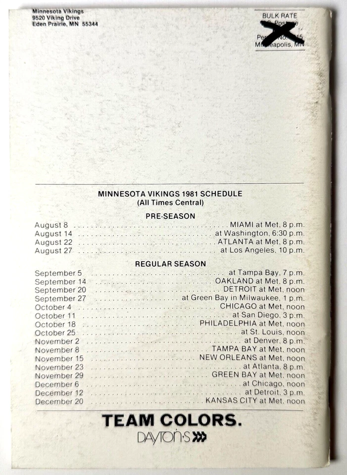 Minnesota Vikings 1981 Media Guide Book - Image 2 of 4
