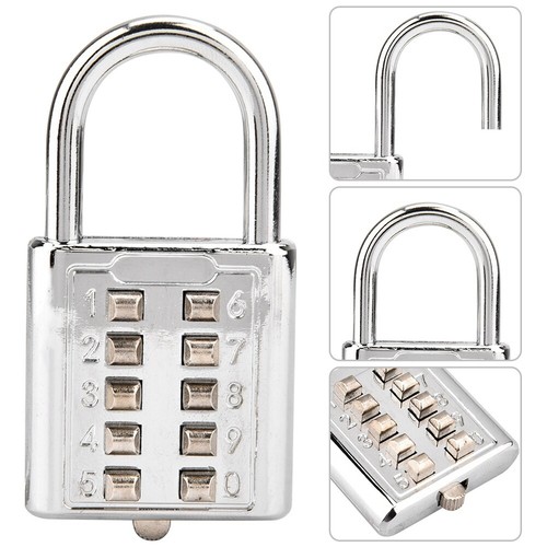 10-digit Push Button Combination Password Padlock Blind Button Padlock - Picture 10 of 10