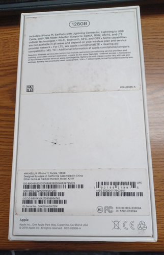 Apple iPhone 11 ( Box Only )- Purple - 128 GB Preowned No Phone Included - Photo 6 sur 8