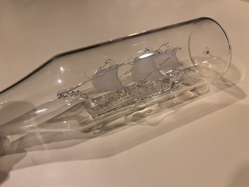 Vintage Glass Ship In A Bottle 7”Length Hand Blown - Picture 4 of 9