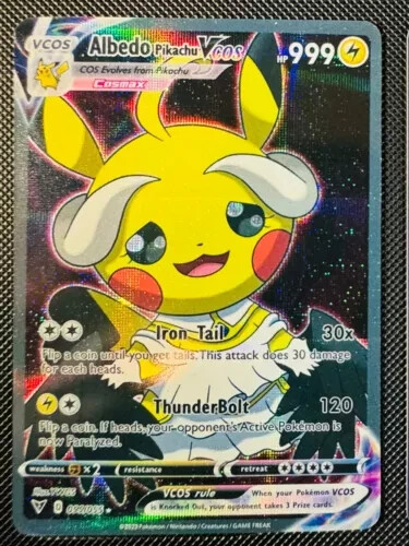 Pikachu Albedo Vcos Card Cosplay Holo Shiny Custom Pokemon Card 55