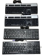Lot of 4 HP 5137 ; SK-2085; KU-0316; SK-2885 Black/Silver Wired Keyboard Tested