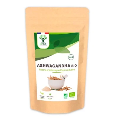 Ashwagandha Bio en poudre - Conditionné en France - Vegan - 100g