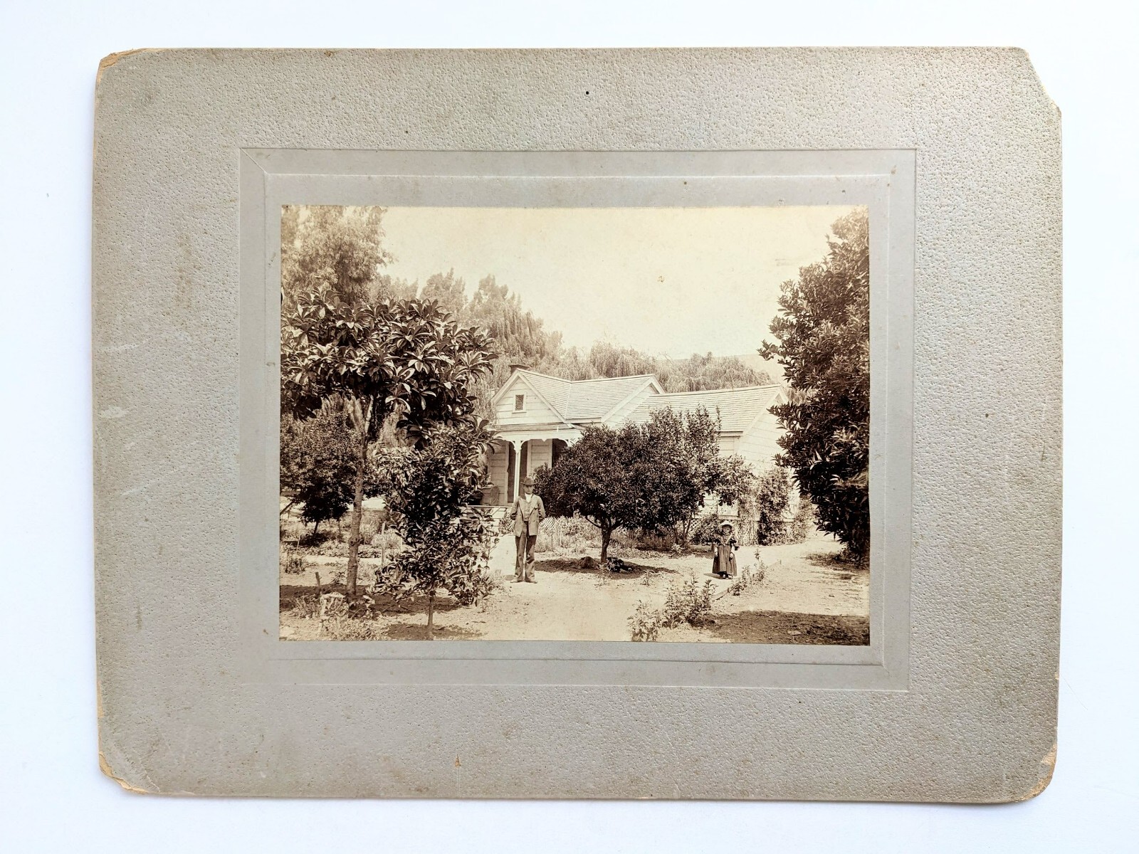 1880 Dos fotografías montadas de colección de Otis Hill y Child en Hayward, CA