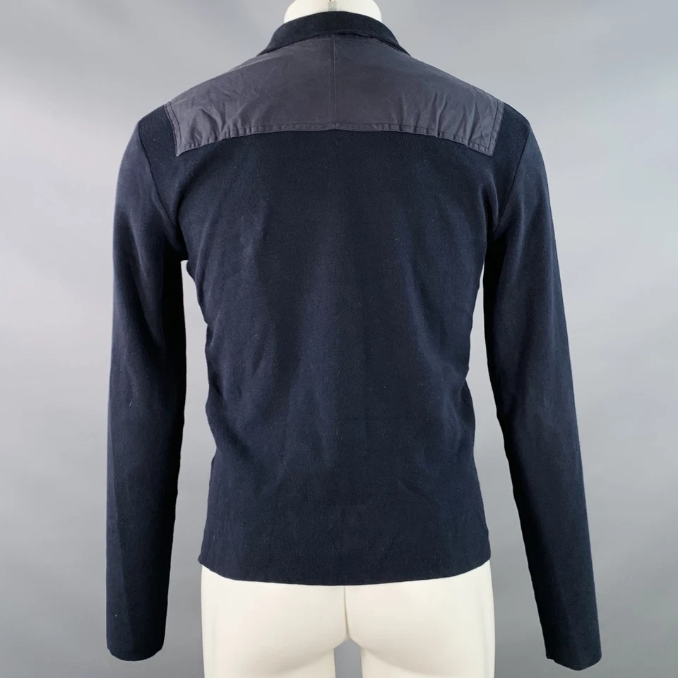 PRADA Size M Navy Cotton Layered 1/4 Zip Pullover - Image 4 of 4