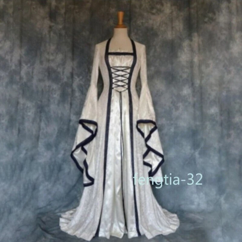 NUEVO Disfraz de Halloween Vestido Largo Mujeres Juegos con disfraces Fiesta Renacimiento Medieval Adultos Foto 3 de 4