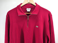 Lacoste Mens Sweatshirt Red 1/4 Quarter Zip Size 6