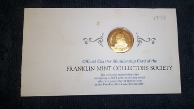 1970-1977 FRANKLIN MINT Collector Society Membership & medal 24kt on sterling