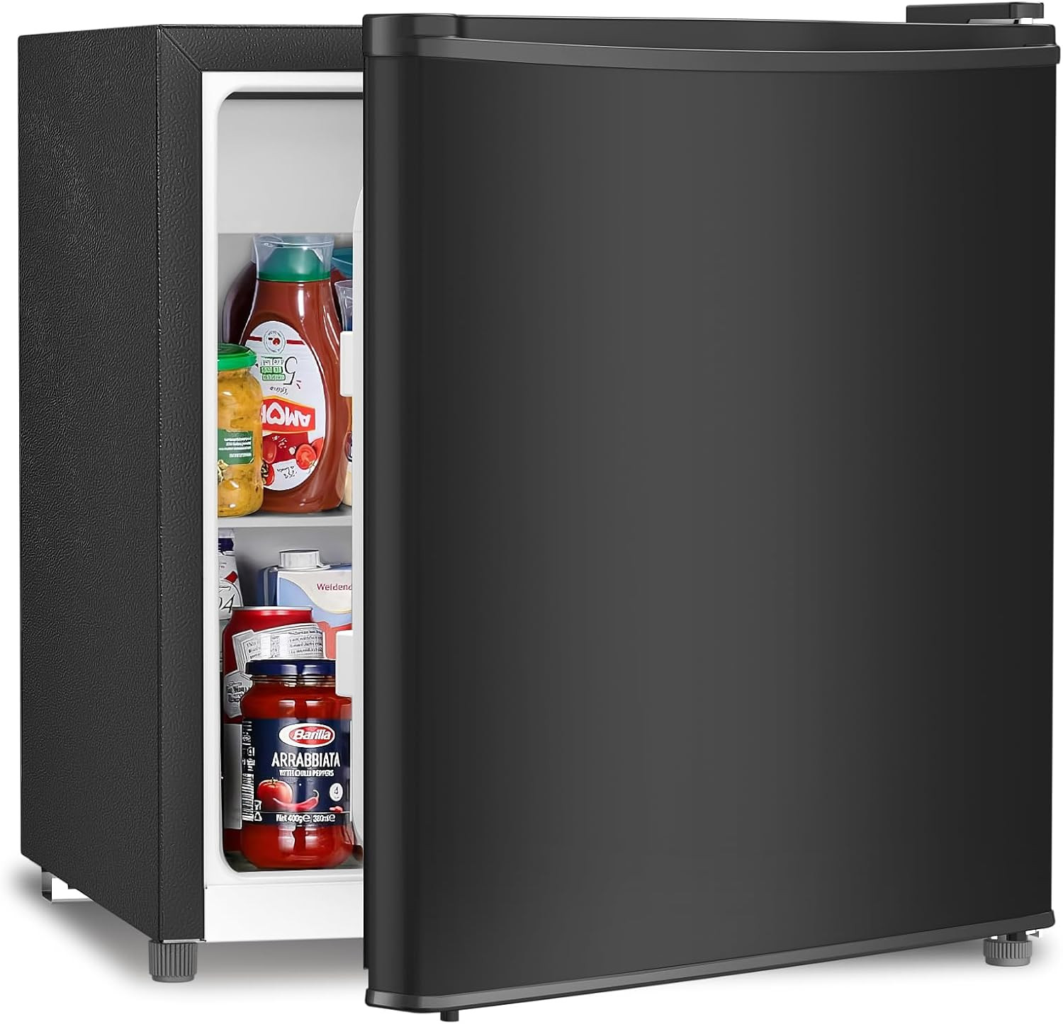 Compact Refrigerator Mini Fridge with Freezer, Single Reversible Door, Dorm Frid