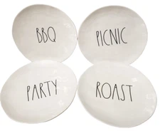 Rae Dunn Artisan Melamine Plates Dinner BBQ Party Picnic Roast Family 4 Piece 8"