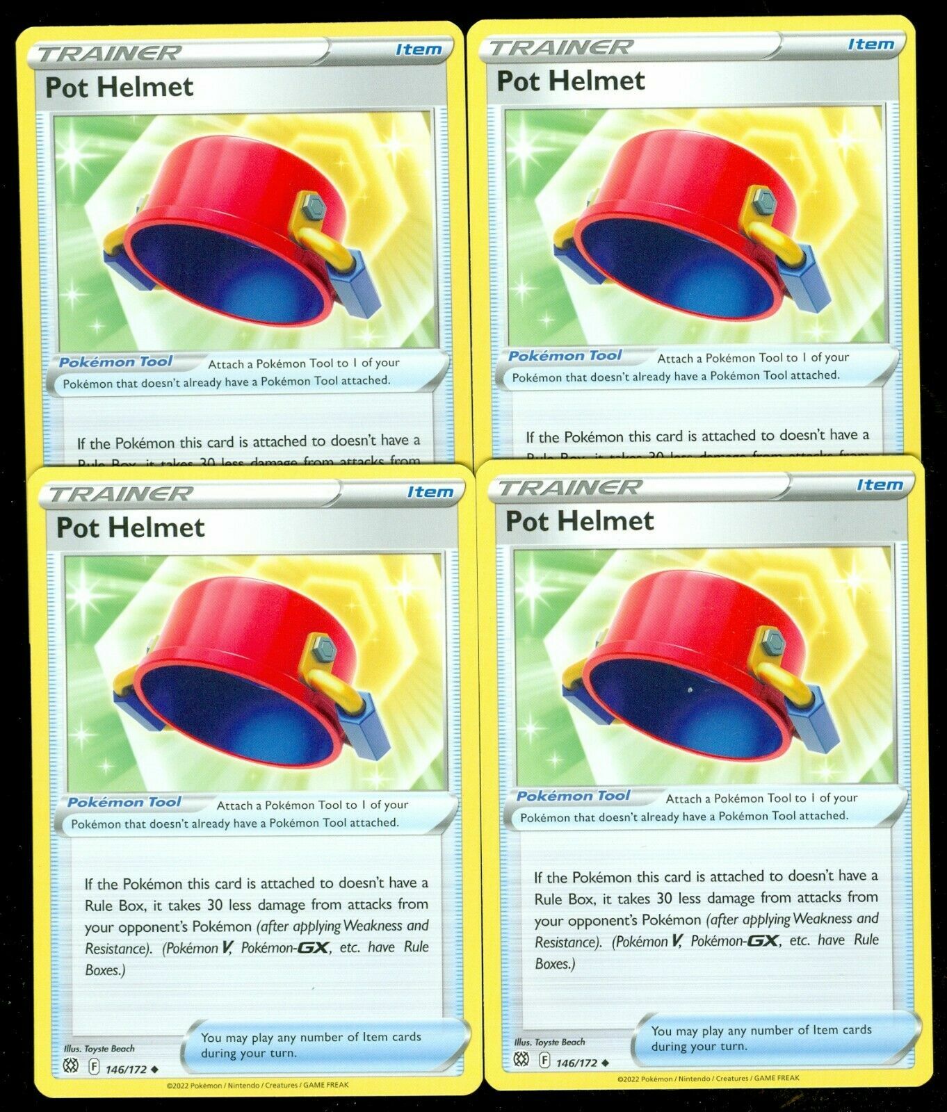 Pokemon -  4x Pot Helmet 146/172  - Brilliant Stars - NM/M - New