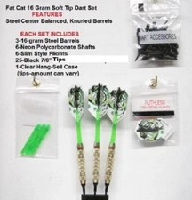 Darts Fat Cat Highlander 16 gram Soft Tip Dart Set with Lucky Lady Flights 
