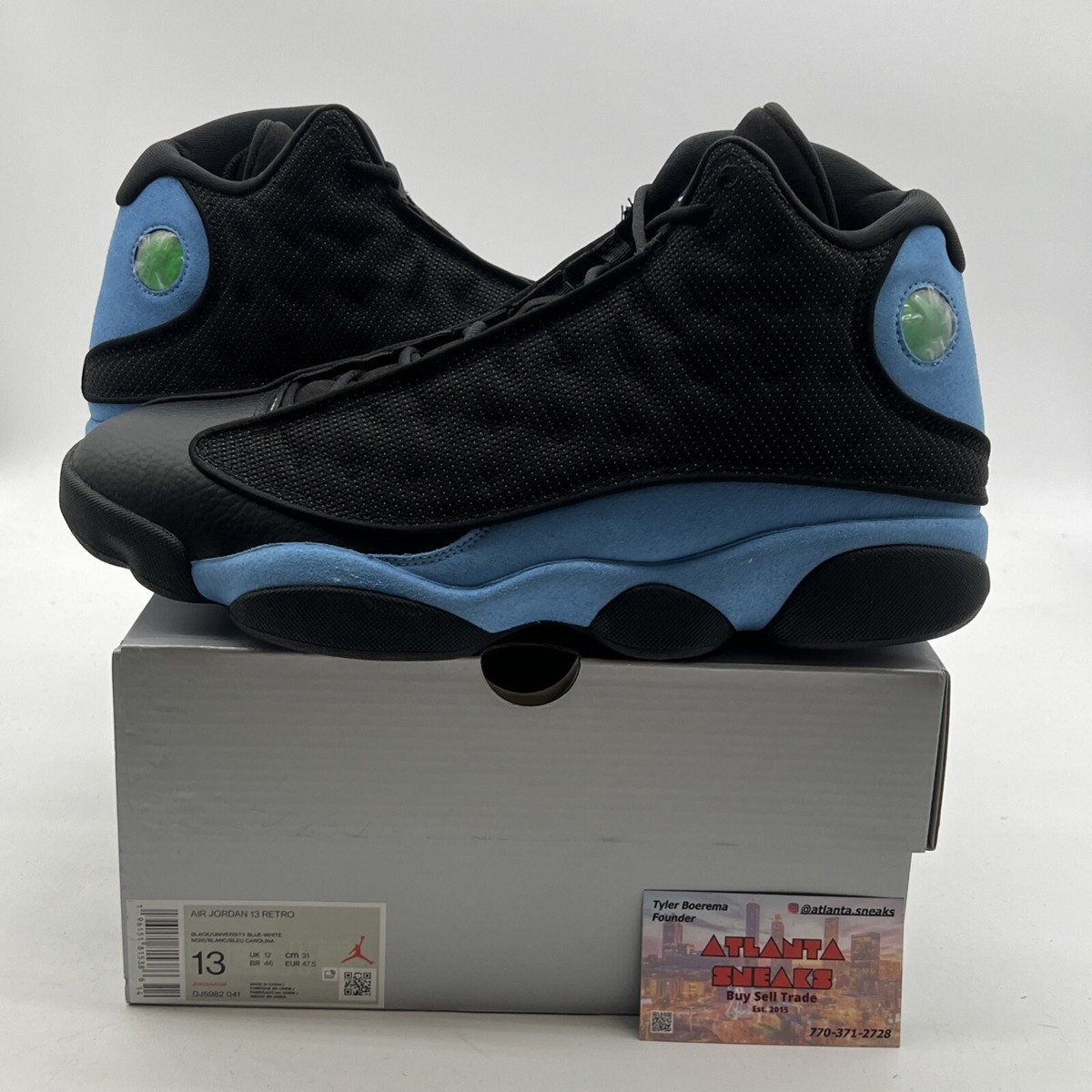 Size 13 - Jordan 13 Retro Mid Black University Blue for sale