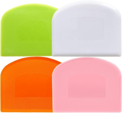 Dough Scraper Bench Scraper Baking BPA Free PE Plastic Flexible Bowl 4 Pcs