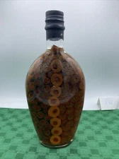 Vinegar Infused Decorative Unique Glass Bottle - 11”, Multicolor. Vintage