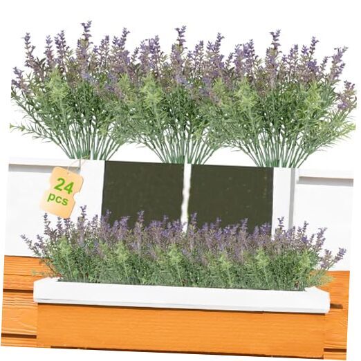 Fake Lavender Artificial Flowers - 24PCS Lavender Plants Shrubs Purple-24pcs