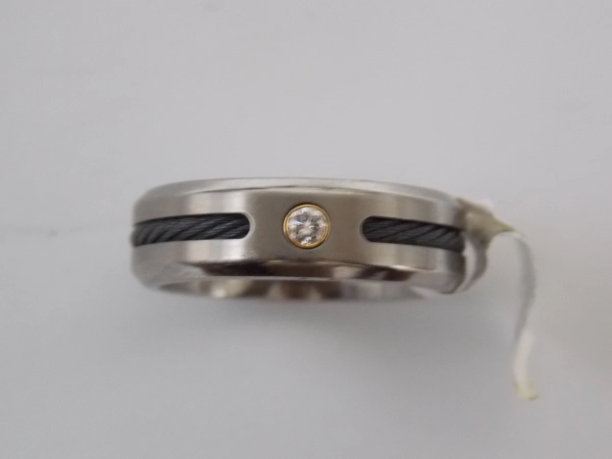 Triton Titanium 18K Yellow Gold Accent with Diamonds Men s Wedding Band
