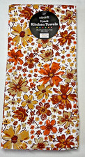 COLORDRIFT KITCHEN TOWELS 2 FLOWERS ORANGE GOLD RUST 18 X 28 COTTON NIP