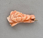 Carved Coral Flower Pendant with 14K Gold Bale;X338