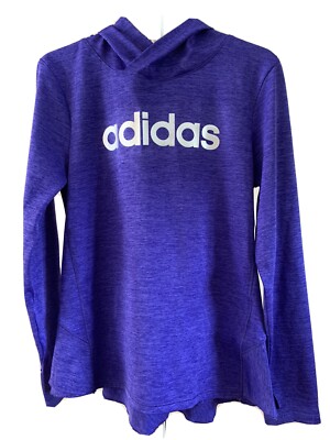 Adidas Girls Climalite Hooded Light Weight Purple Ruffled Back Top Shirt Hoodie