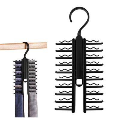 Tie Hanger Belt Tie Rack with 360 Swivel Necktie Scarf Shawl Organization Closet