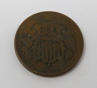 $.02 1868 Two Cent Piece Original United States Two Cent Shield Coin! 2 Cents