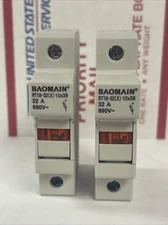 (Lot Of 2) RT18-32X 1P 32A 10x38mm DIN Rail Mount Fuse Holder Base,LED-Light