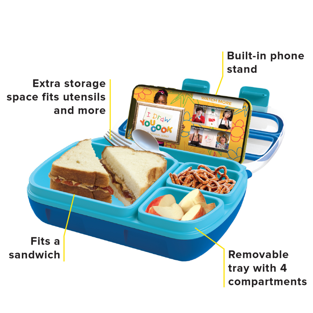 Tasty Bento Box, Lunch Box for Kids and Adults with Removable Tray and Handle