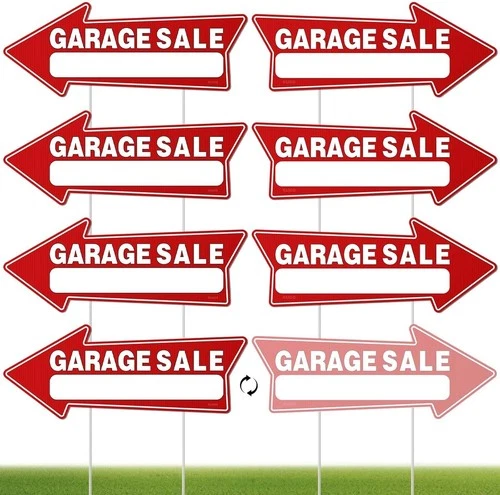 7 PC Garage Sale Signs with Stakes, 17" X 6", Double-Sided Garage Sale Arrows Ya - Picture 1 of 2