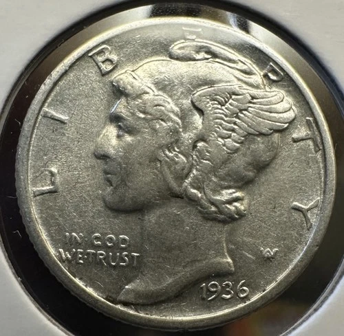 1936-Philadelphia Mint Mercury Dime AU Details 90% Silver Bright Luster