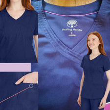Healing Hands Purple label - Women's Mock Wrap Jordan Solid Top