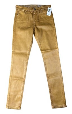 NEW AG Jeans Adriano Goldschmied Farrah Skinny Ankle Coated Yellow Size 26