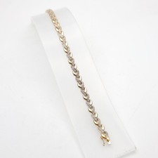 9ct Yellow Gold Vintage Diamond Set Link Braided / Plaited Style Link Bracelet