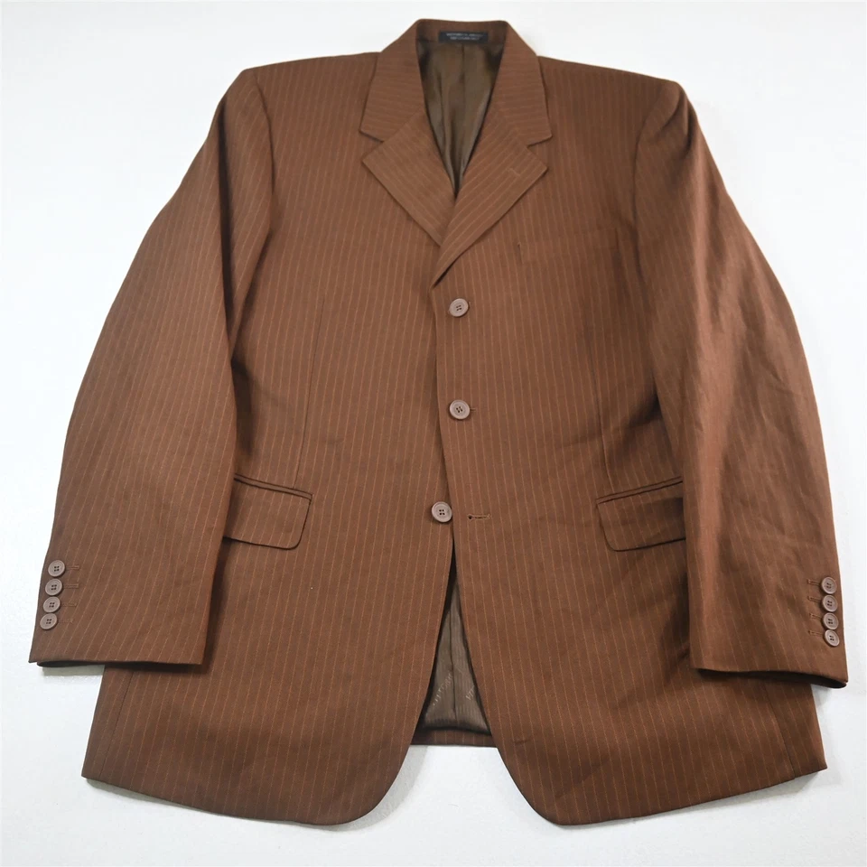 Vittorio St Angelo 42L 34x30 Marrón Naranja Rayas Hombres Chaqueta Pantalones Traje Foto 2 de 4