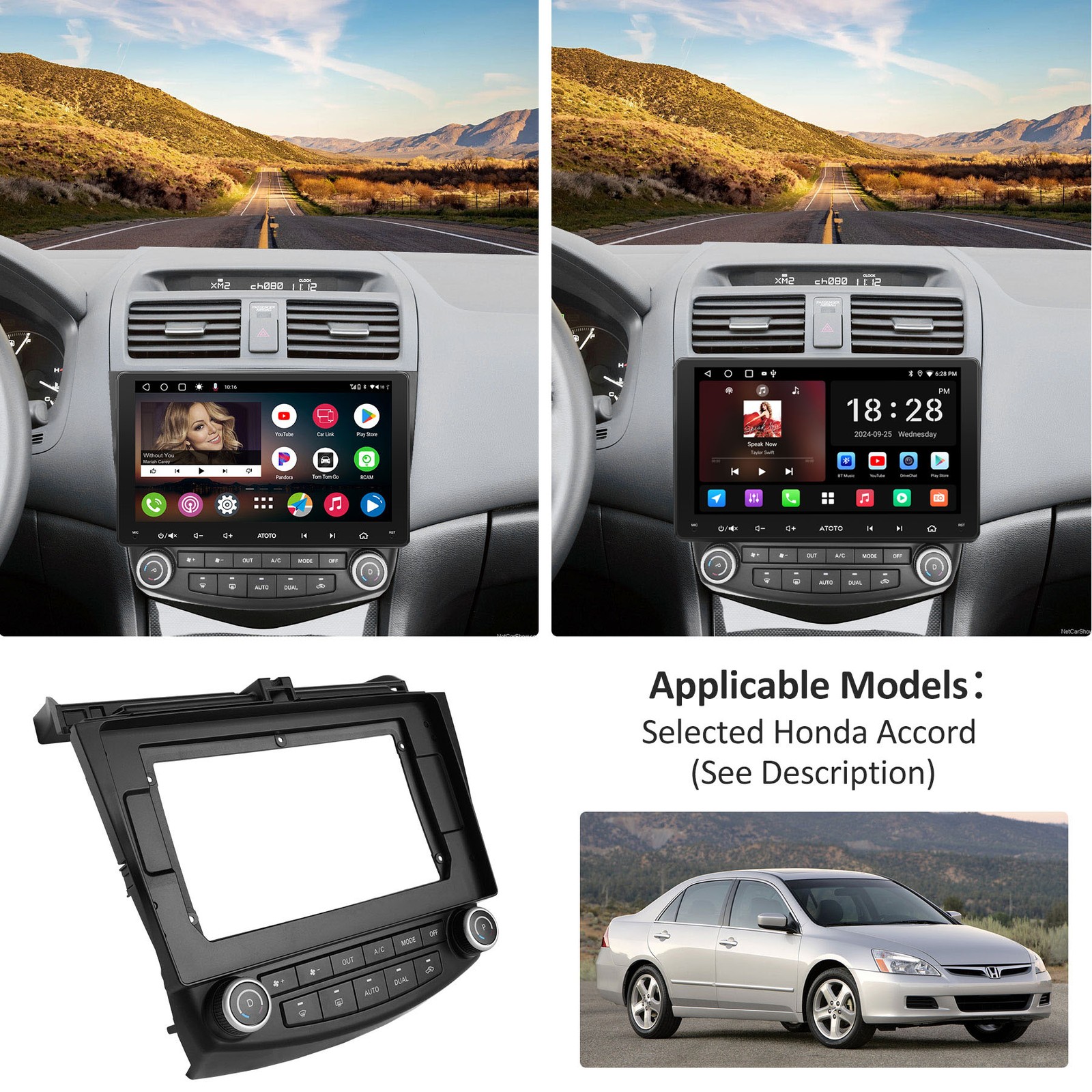 9in Car Stereo Radio Fascia Kit Dash Panel Trim Frame For Honda Accord 2003-2007