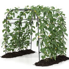 Metal Garden Arch Trellis for Climbing Plants Outdoor, 7.5 FT Tall  7 FT, Black
